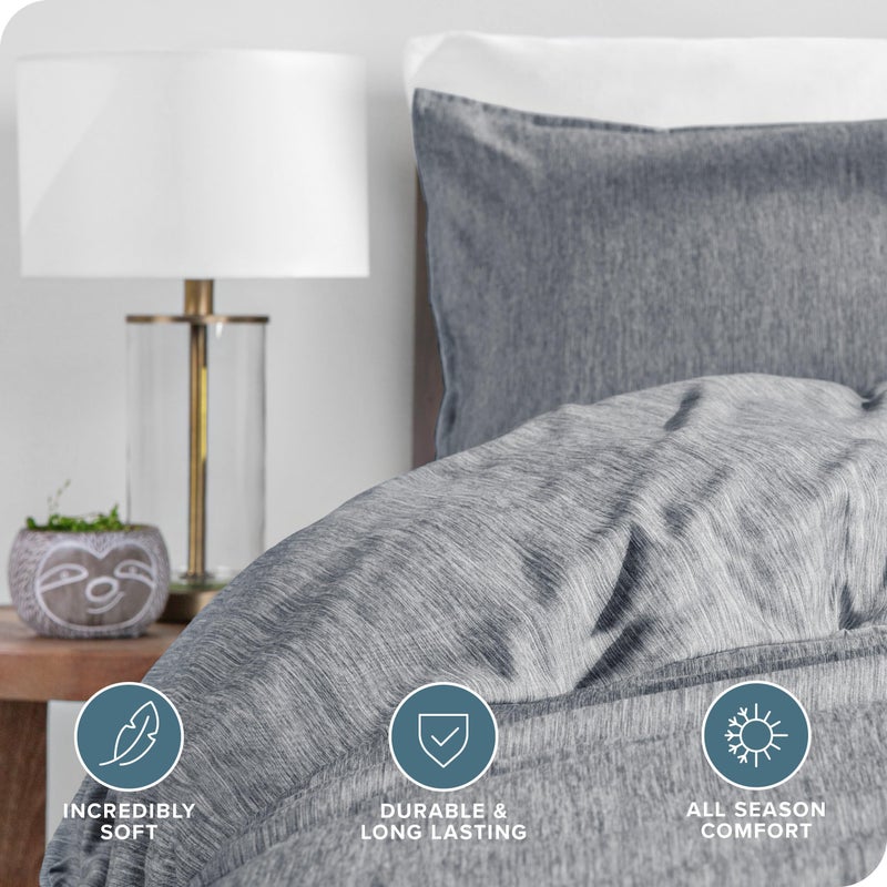 Bare Home Bedding Duvet Cover Full Size - Premium 1800 Super Soft Collection - Lightweight  Duvet Cover - Soft Textured Bedding (Full  Heathered Charcoal) - Image 3